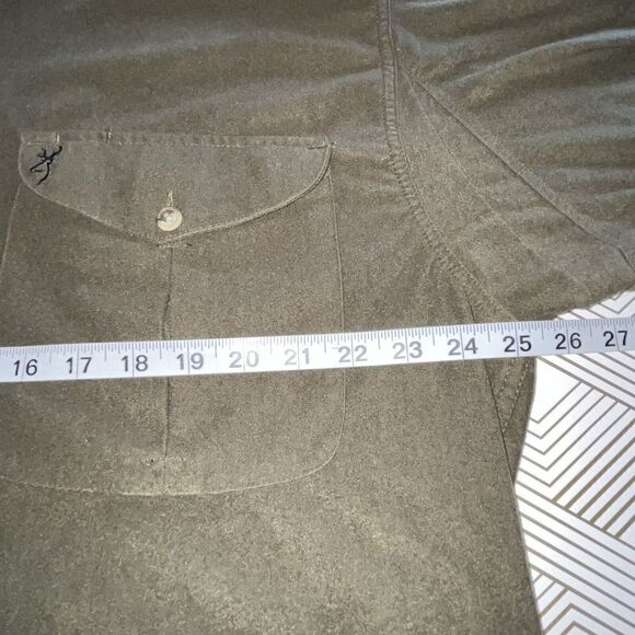 Browning Button Up Shirt Mens XL Forest Green Long‎ Sleeve Casual Buck Suede - Picture 9 of 13